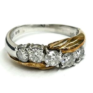 【貴金属】K18 18金 750 Pt900 メレダイヤ付きリング