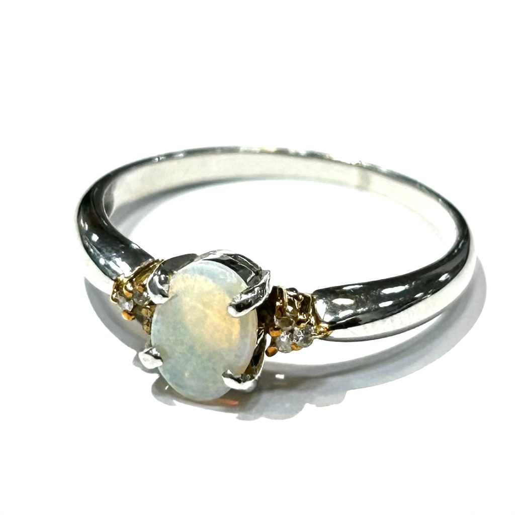 【貴金属】 Pt900/K18 コンビ オパール リング