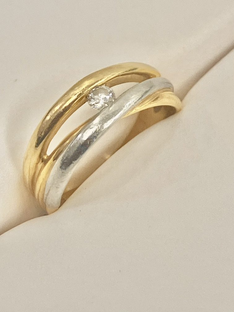 K18 Pt900 コンビダイヤリング