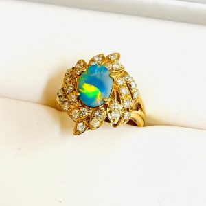 K18　18金　リング　メレダイヤ　オパール　最上町