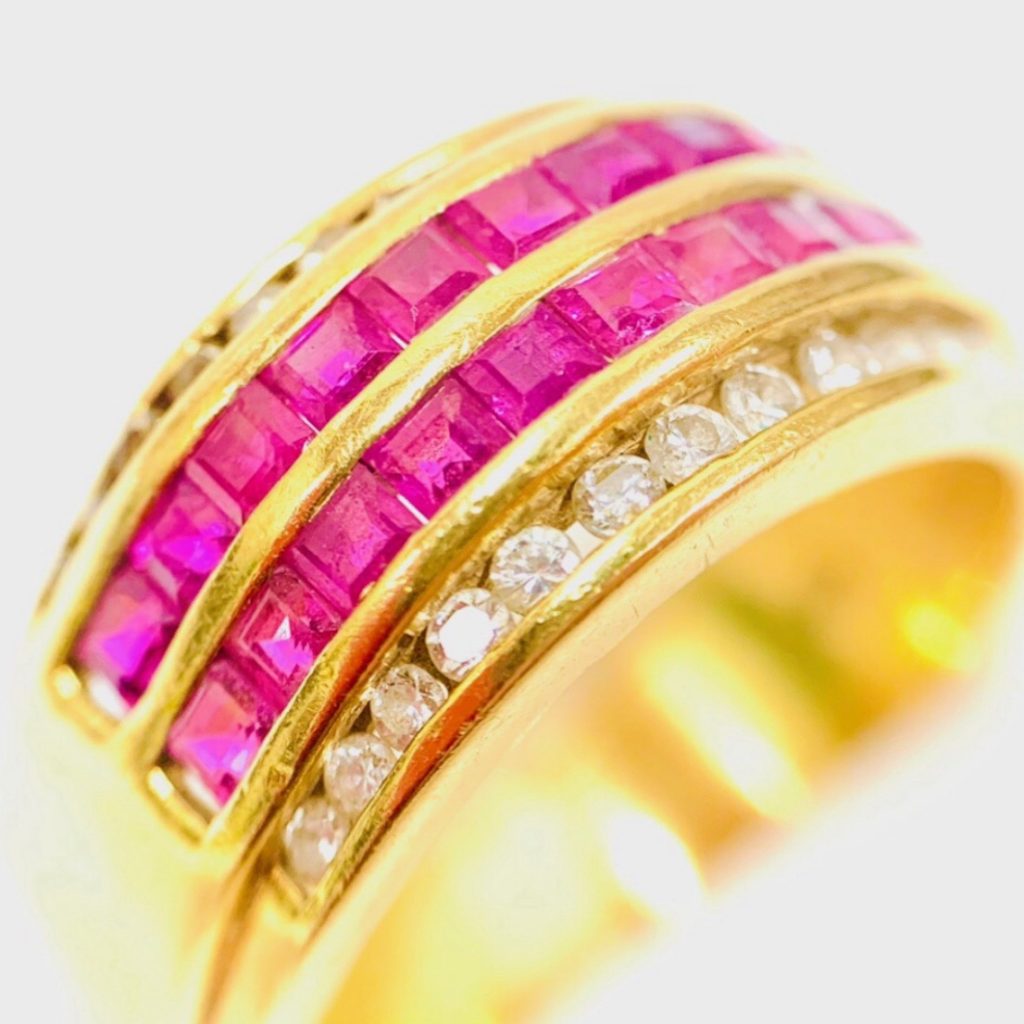 K18 ルビー メレダイヤモンド ゴールドリング