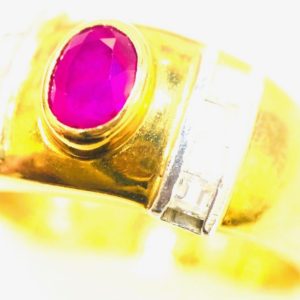 K18 Pt850 ルビー メレダイヤモンド ゴールドリング