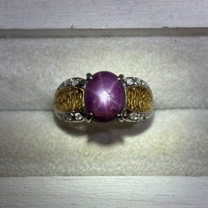 Pt900/K18 スターサファイアリング