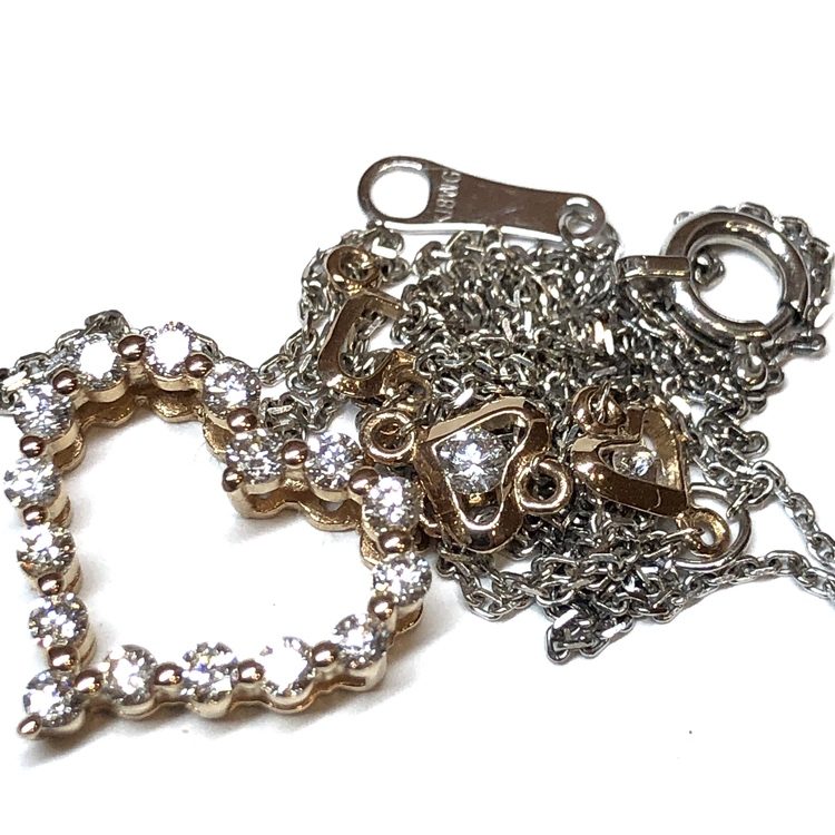 K18WG ネックレス ダイヤモンド付き