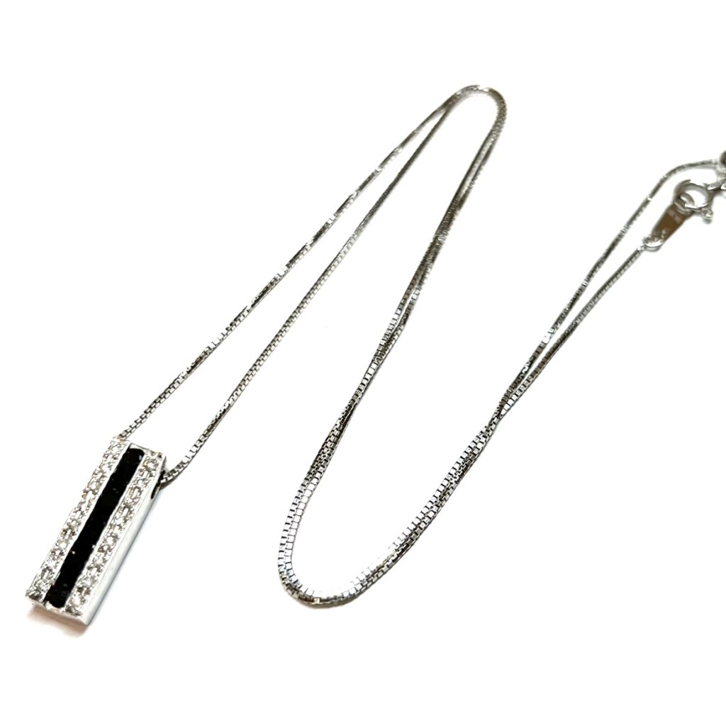 K18WG 18金ホワイトゴールド ダイヤモンド付きネックレス アクセサリー