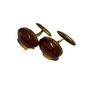 K14　琥珀　カフスボタン