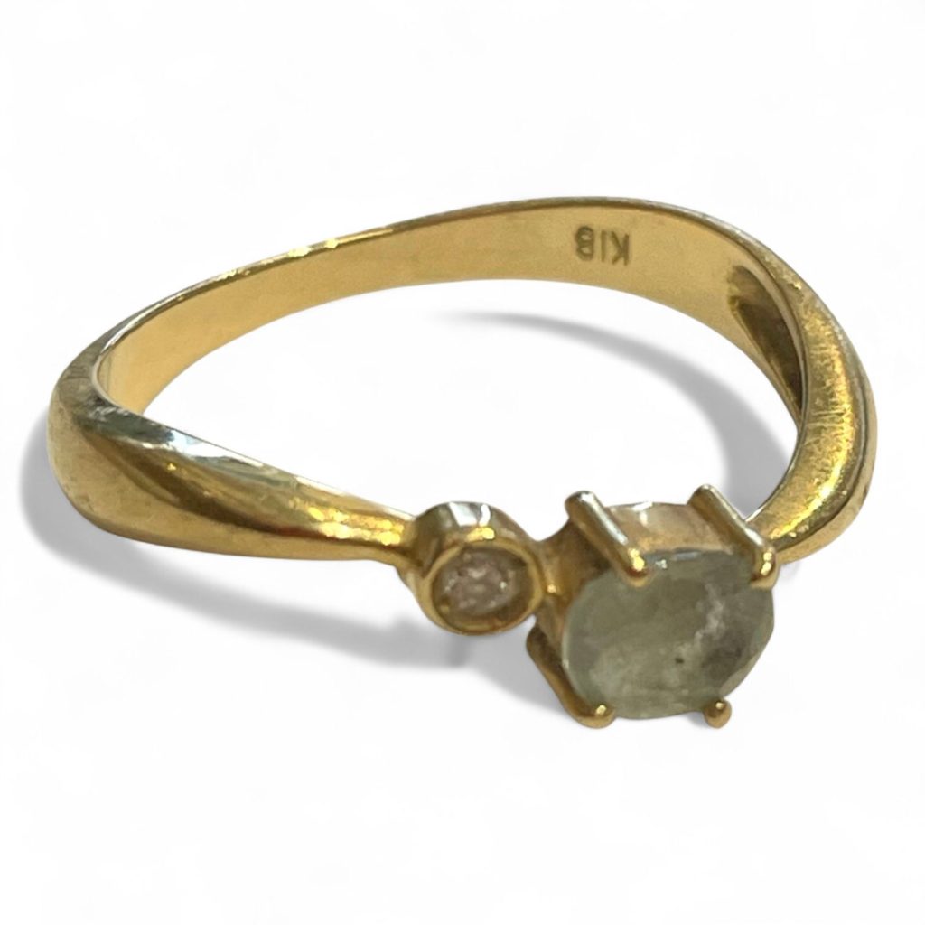 【貴金属】K18　(18金)　グリーンベリル付きリング　 ジュエリー アクセサリー