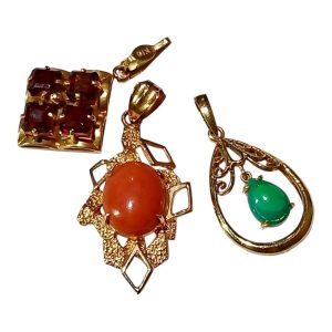 【K18ジュエリートップ】18金・ガーネット・珊瑚・翡翠・貴金属・アクセサリー