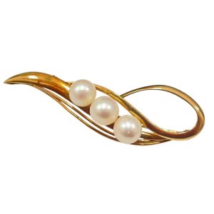 K18 18金 パールブローチ