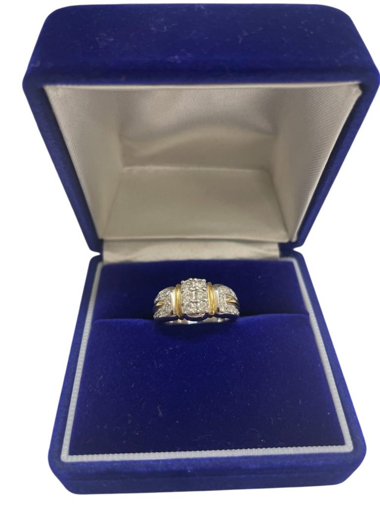 18イエローゴールド:プラチナ900（Pt900）コンビ,メレダイヤリング