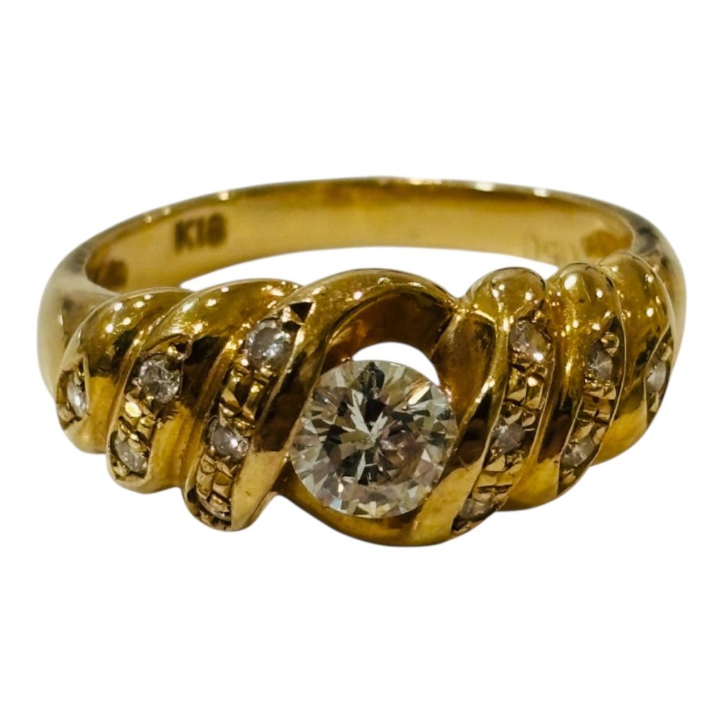 K18 ダイヤモンド付き リング 指輪