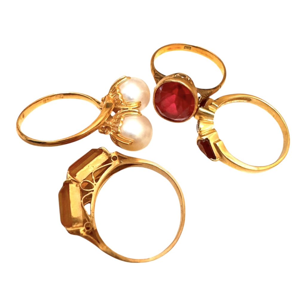 K18(18金) 石付きリング複数点 ルビー/トパーズ/パール 札幌市西区 八軒