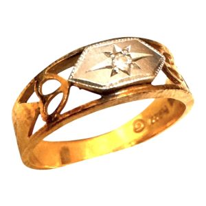 K18/Pt900 コンビ ダイヤモンド付きリング 札幌市西区発寒南