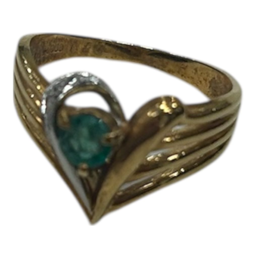 K18Pt900 リング エメラルド付き