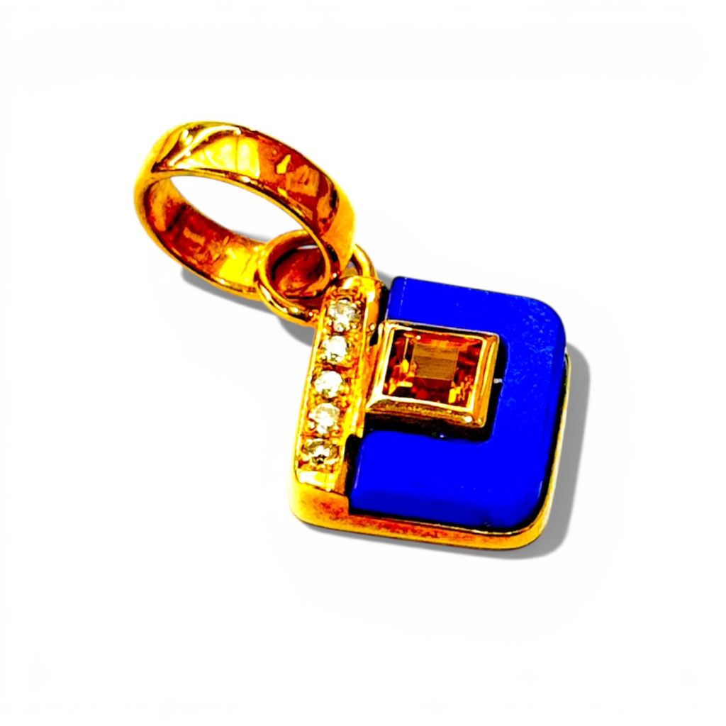 K18 ラピスラズリ メレダイヤ ペンダントトップ