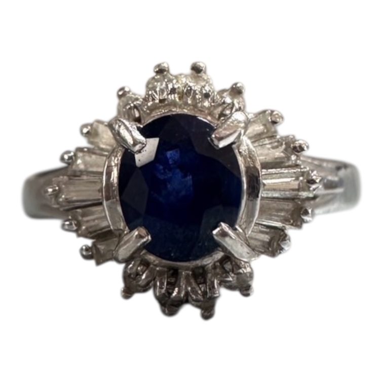 Pt900 サファイアダイヤリング