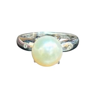 Pt900 リング パール メレダイヤ付き 石あり プラチナ アクセサリー