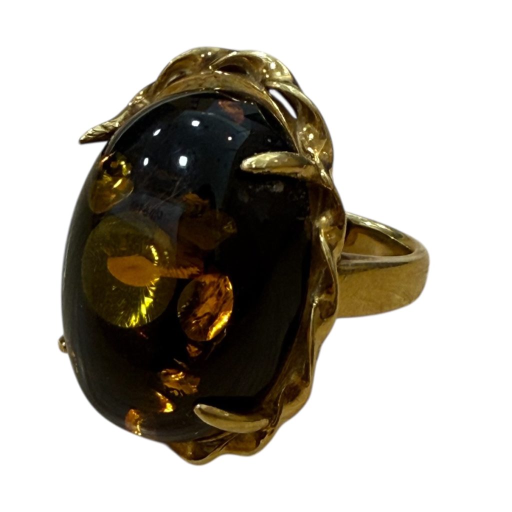 K18 18金 琥珀 リング