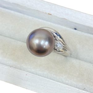 Pt900 南洋真珠 メレダイヤモンド リング 指輪
