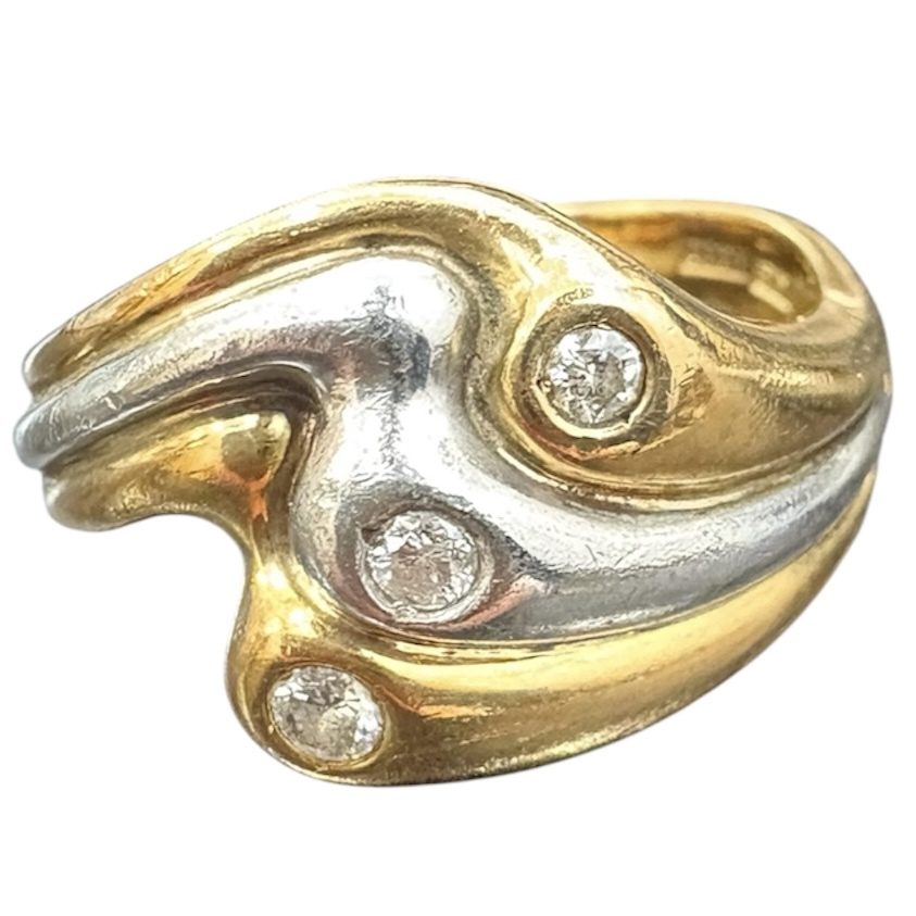 K18／Pt850 ダイヤモンド付き リング