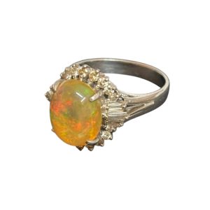 Pt900　プラチナ　リング　オパール付き