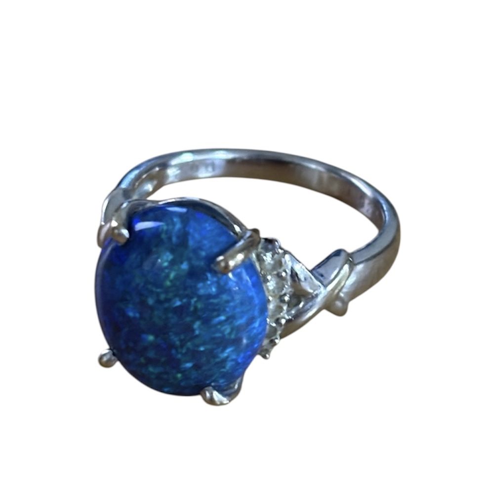 K18WG リング ブラックオパール