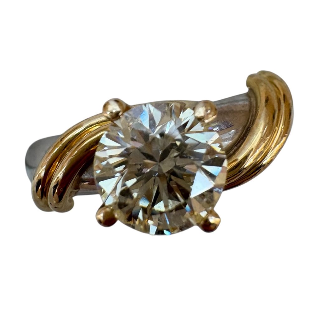 K18／Pt900 コンビ ダイヤモンド付き リング