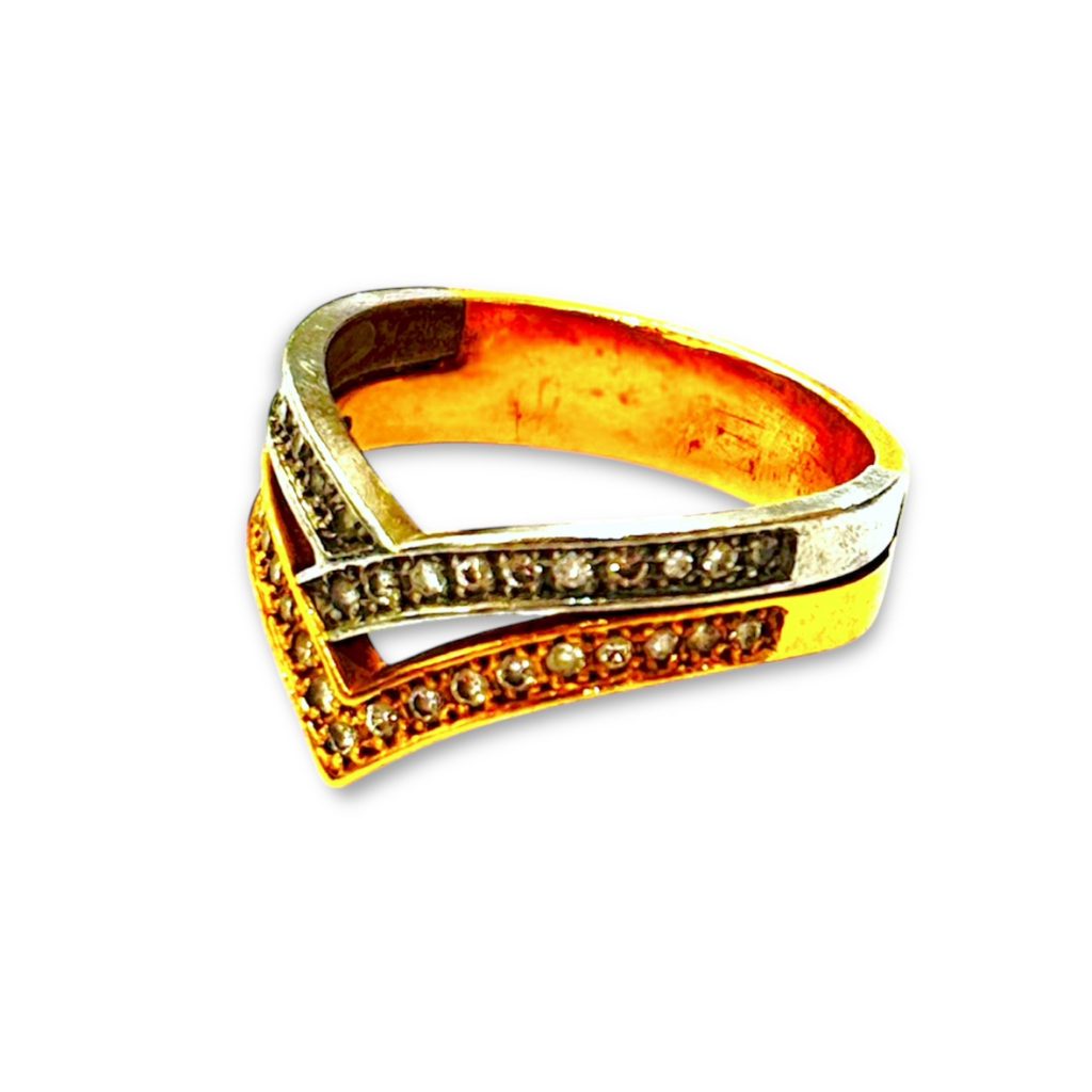 K18 Pt900 メレダイヤ コンビリング