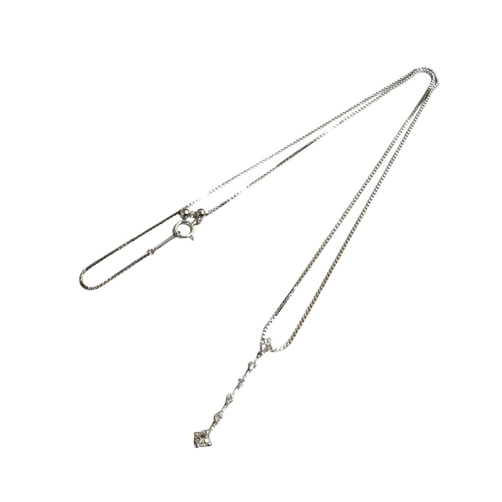 【K18WG (18金)】ダイヤモンド ネックレス