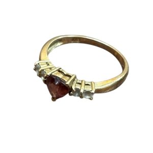 K18　18金　リング　ガーネット　メレダイヤ