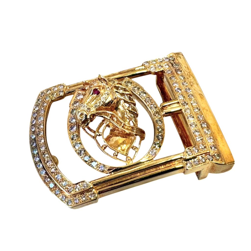 【K18 (18金)】ルビー＆ダイヤモンド  ベルトバックル