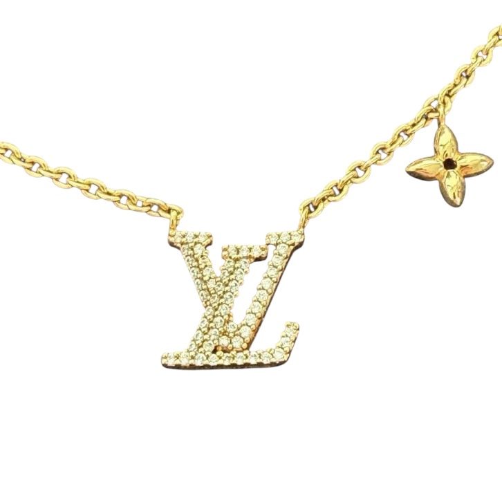 LOUIS VUITTON ルイヴィトン LVロゴ ネックレス ゴールド