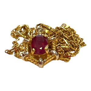 【貴金属】K18　(18金)　ルビー付き　ネックレス ジュエリー アクセサリー