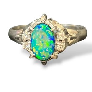 オパール メレダイヤ リング Pt900 プラチナ900