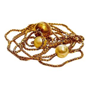 K18（18金）パール付きベネチアンチェーンネックレス