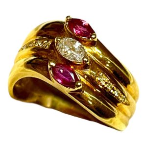 K18 メレダイヤ ルビー付き リング