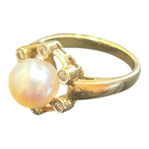 K18 パール付きリング