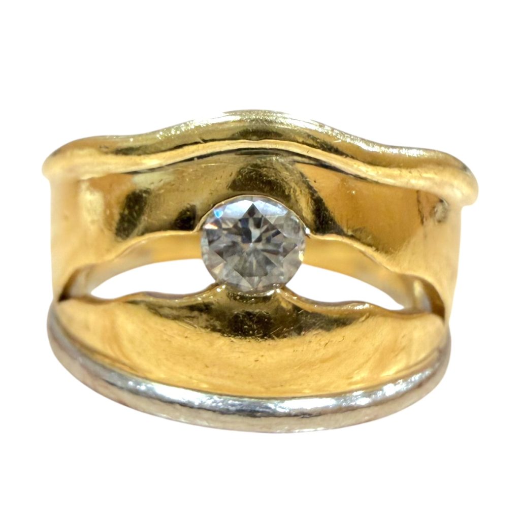 K18 Pt900 18金 プラチナ900 コンビ メレダイヤ リング 山形市