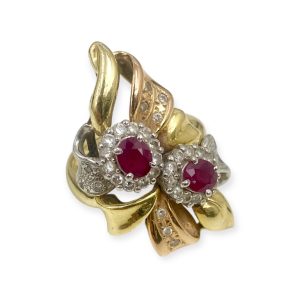 K18Pt900リング ルビー ダイヤ