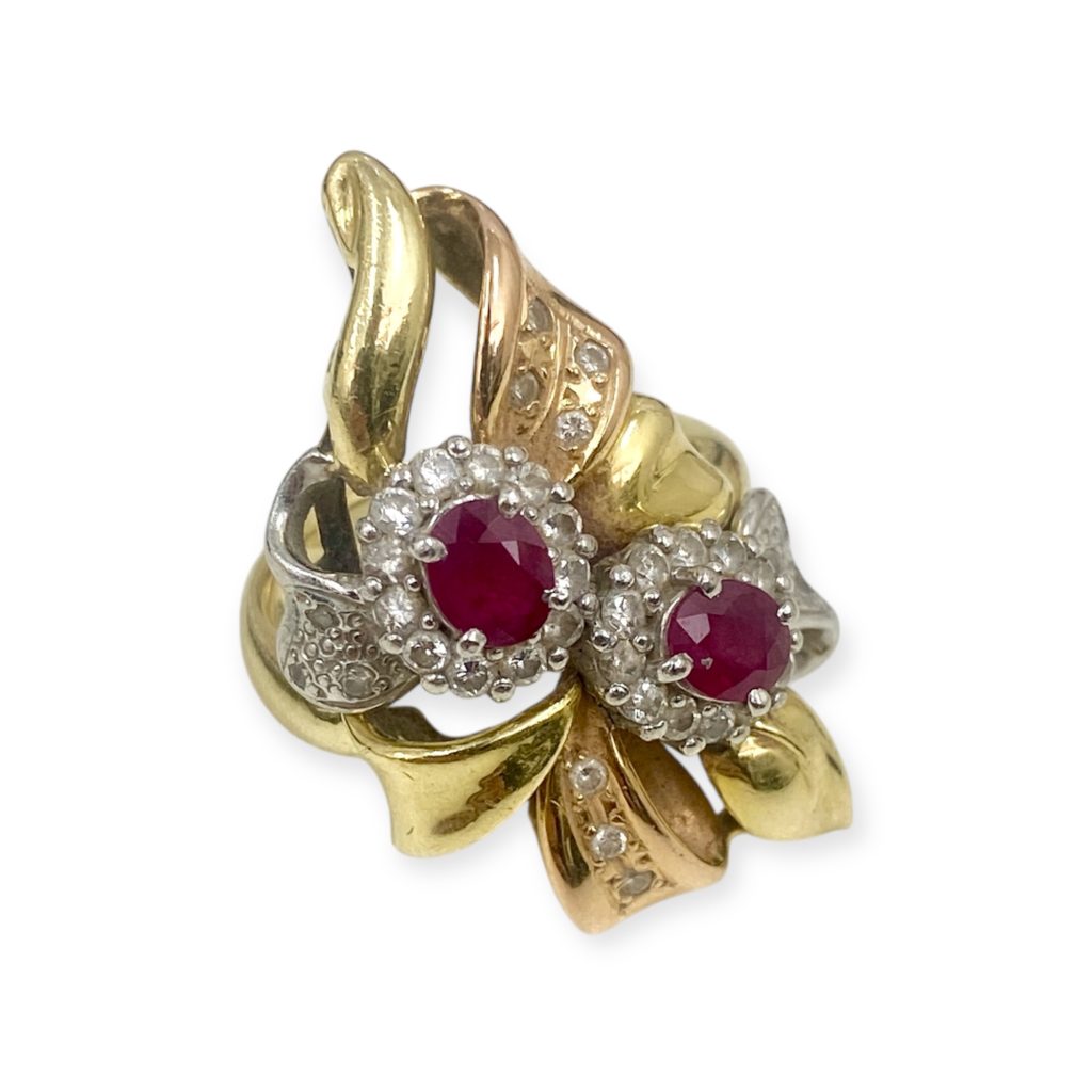 K18Pt900リング ルビー ダイヤ