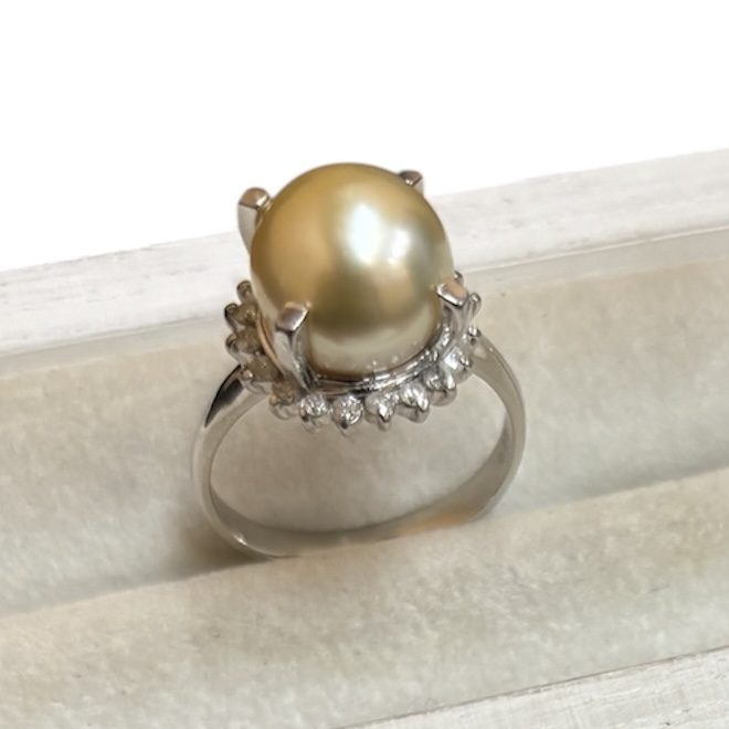 Pt900 プラチナ パール メレダイヤ リング アクセサリー ジュエリー 貴金属