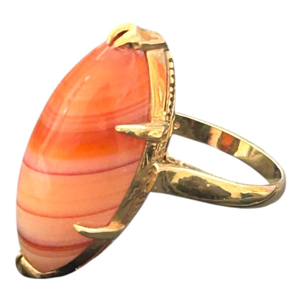 K18 縞瑪瑙付きリング