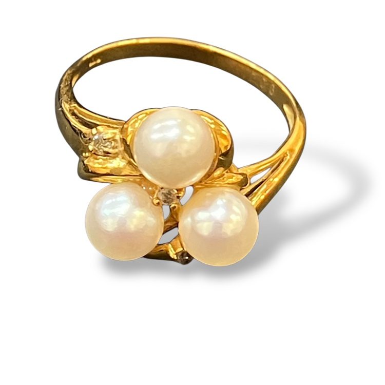 【パール メレダイヤ リング】K18 18金 750