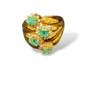 【エメラルド メレダイヤ リング】K18 18金 750