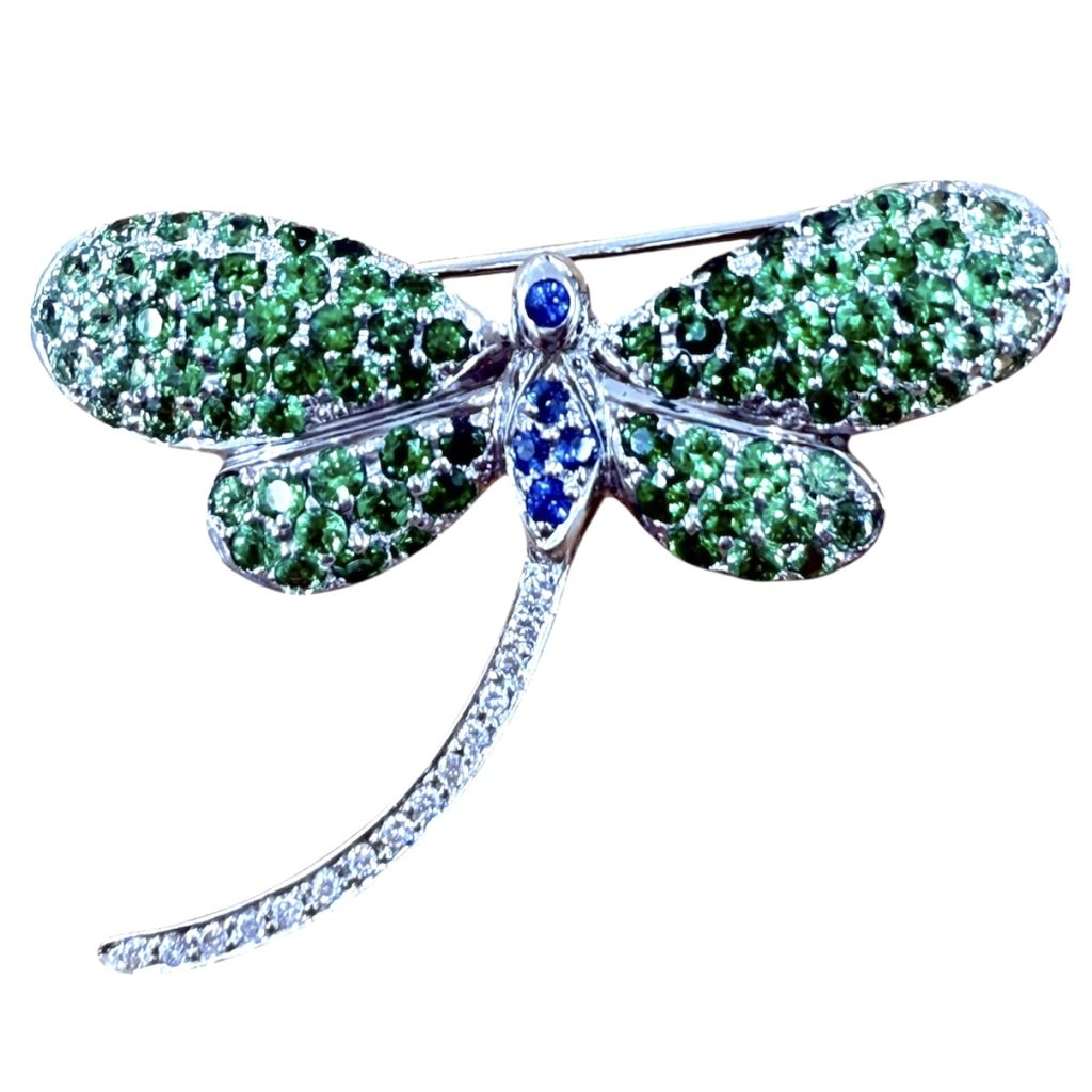 K18 18金 宝石付きブローチ