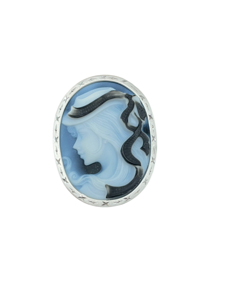 K18WG  カメオ付き ペンダントトップ ブローチ