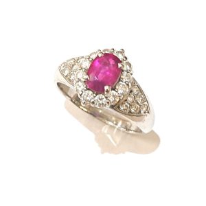 Pt850 ルビー メレダイヤモンド リング