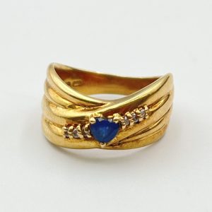 18金（K18）サファイア ダイヤモンド デザインリング ジュエリー ゴールド YG 高価買取 査定無料｜前橋市六供町