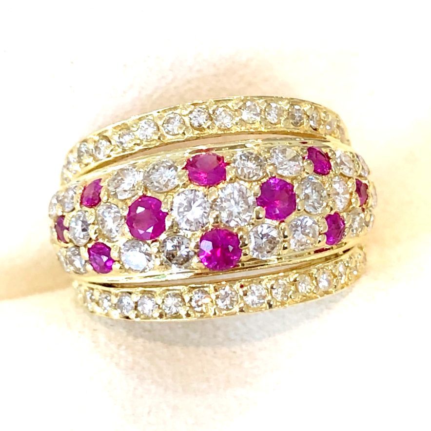 K18 ルビー メレダイヤ付き リング