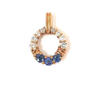 K18 サファイア メレダイヤ付き ペンダントトップ